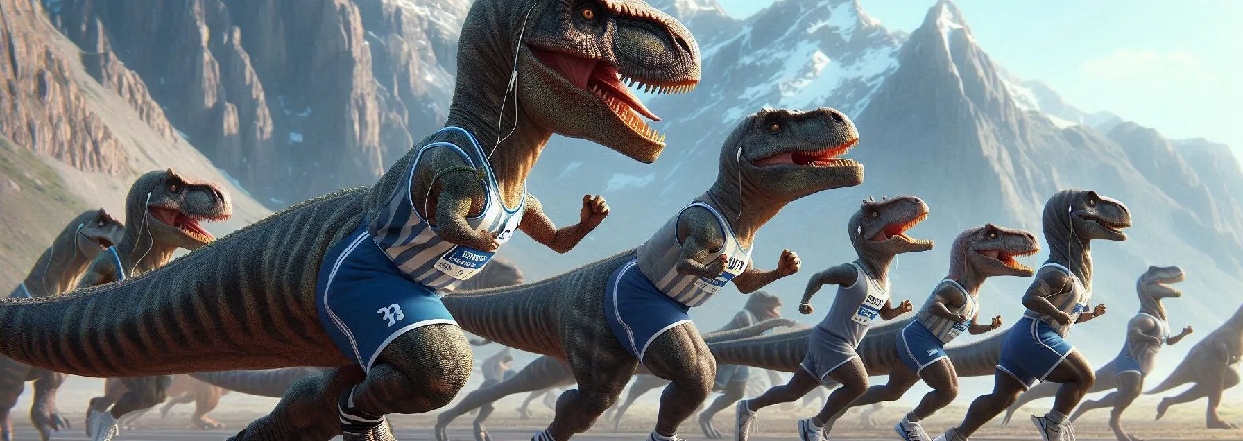 Dinosaurs in Uniforms and Running a Marathon Race