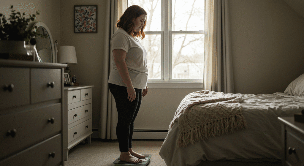 Overweight Woman on a Scale