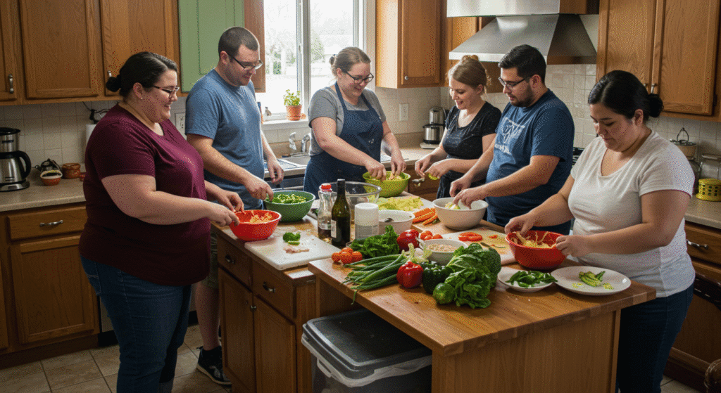 Overweight People Cooking