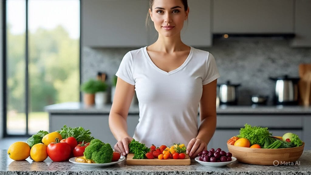 Woman Setting Out Her Diet Food for Weight Loss