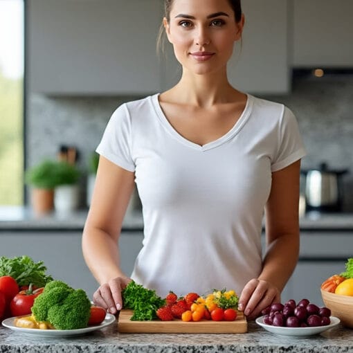 Woman Setting Out Her Diet Food for Weight Loss