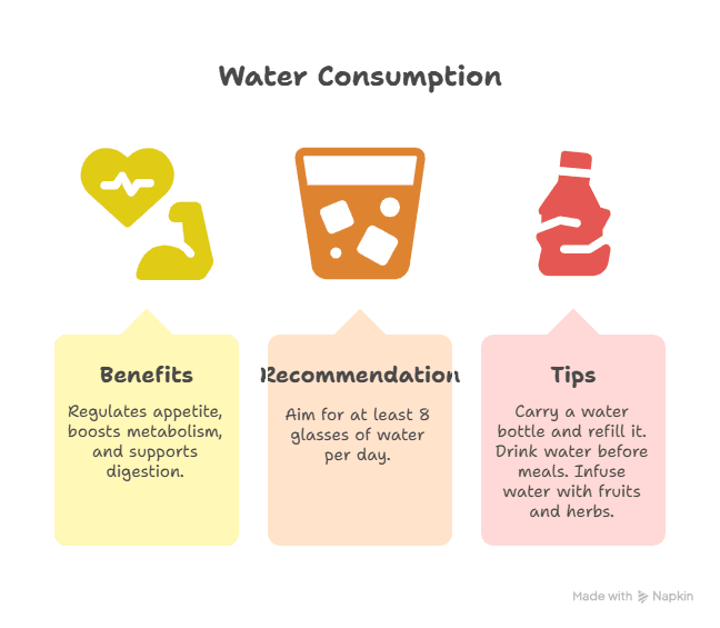 Infographic About Water Consumption During Dieting for Weight Loss