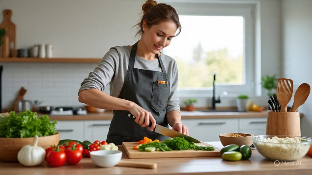 Housewife Prepping for a Week of Meals to Cook